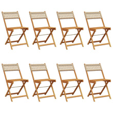 Tuinstoelen 8 st inklapbaar poly rattan en massief hout beige