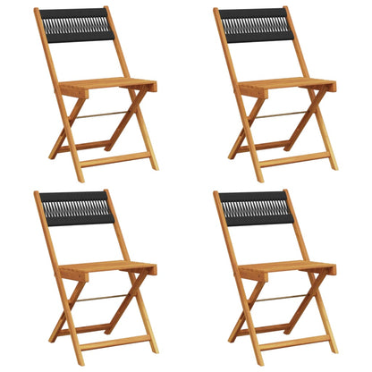 Tuinstoelen 4 st inklapbaar massief acaciahout zwart