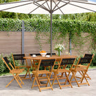 Garden chairs 8 pcs folding solid acacia wood black