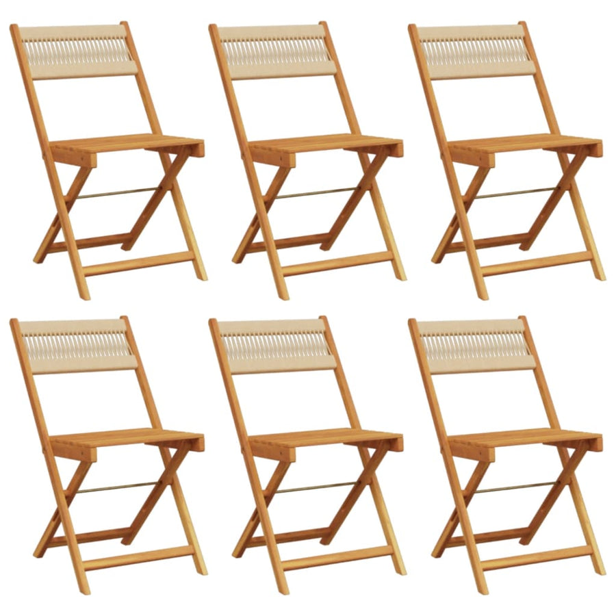 Tuinstoelen 6 st inklapbaar massief acaciahout beige