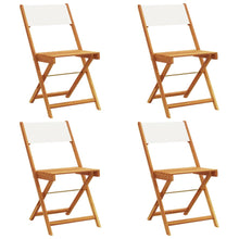 Tuinstoelen 4 st inklapbaar massief hout en stof crèmewit
