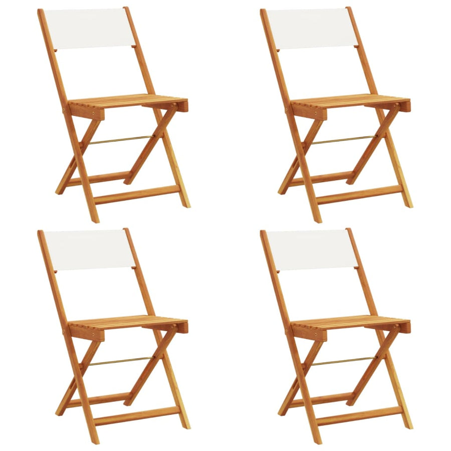 Tuinstoelen 4 st inklapbaar massief hout en stof crèmewit