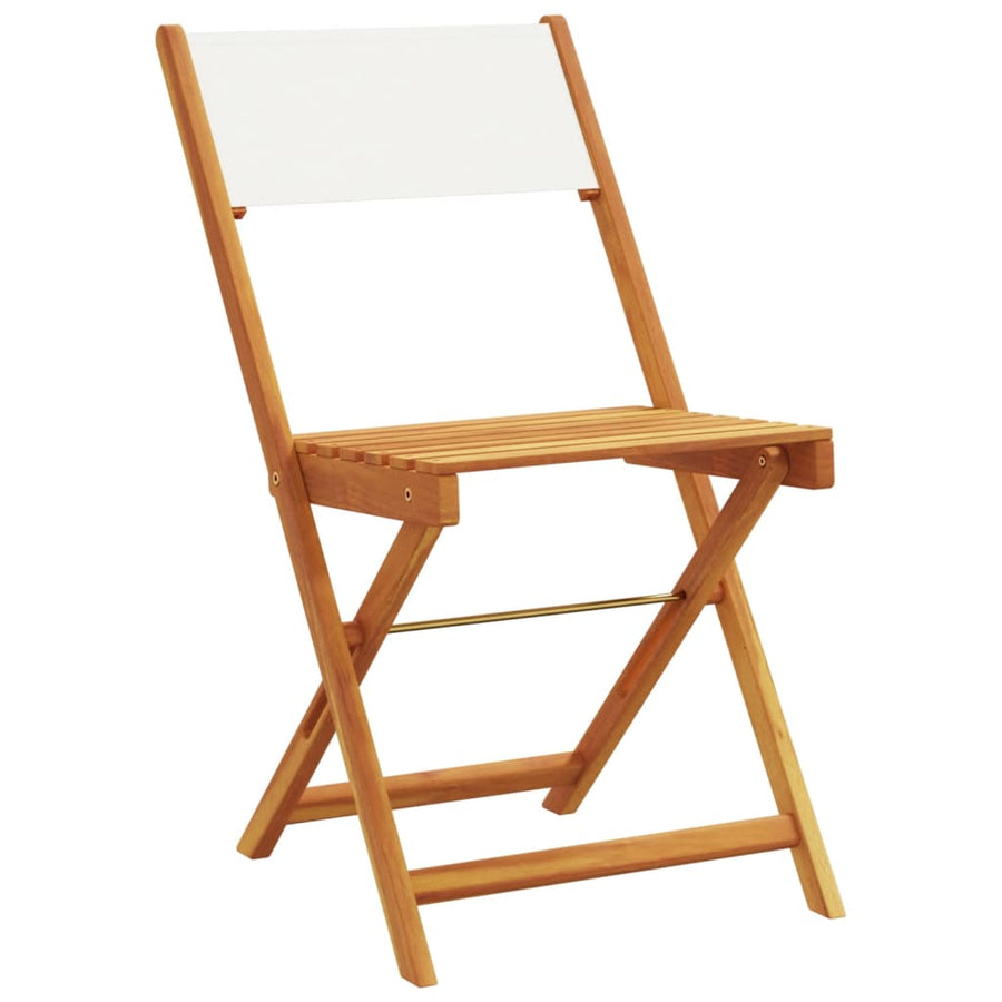 Tuinstoelen 4 st inklapbaar massief hout en stof crèmewit