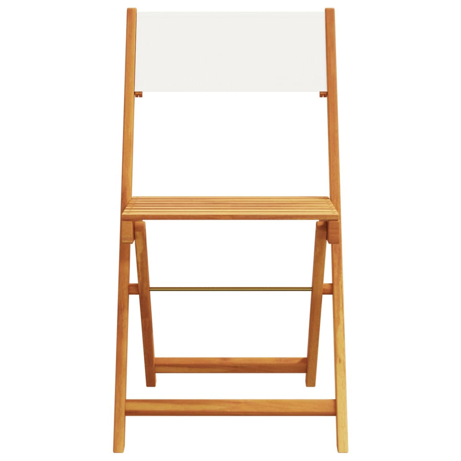 Tuinstoelen 4 st inklapbaar massief hout en stof crèmewit