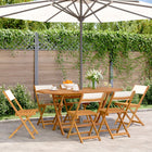 Garden chairs 6 pcs foldable solid wood and cream-white fabric