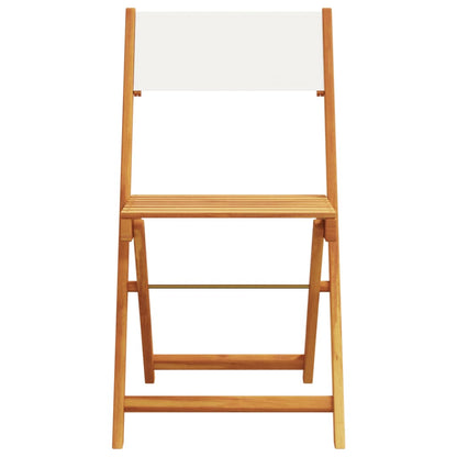 Tuinstoelen 8 st inklapbaar massief hout en stof crèmewit