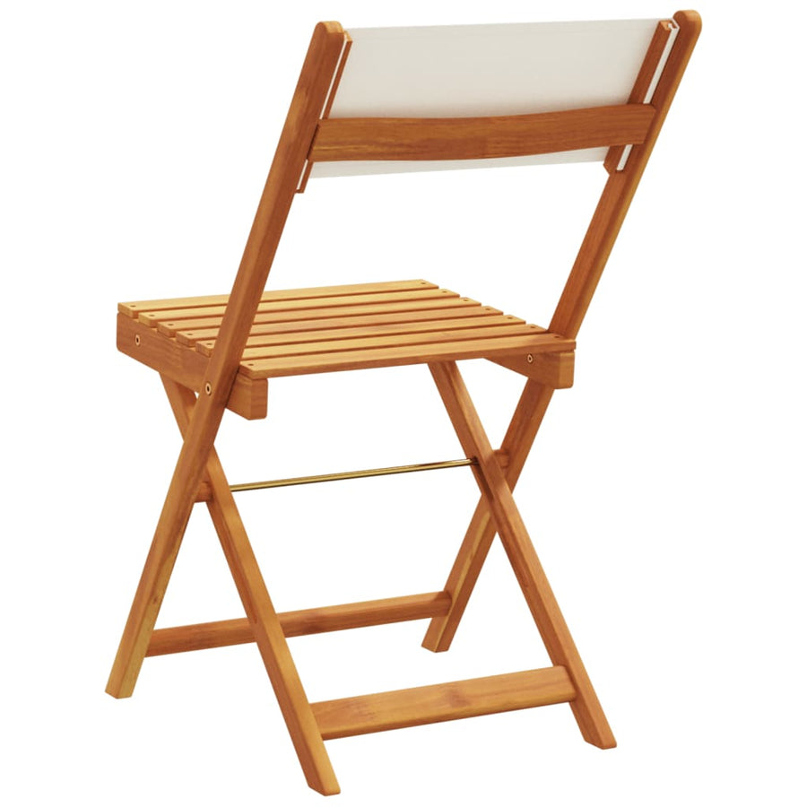 Tuinstoelen 8 st inklapbaar massief hout en stof crèmewit