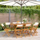 Garden chairs 8 pcs folding solid wood and fabric cream white