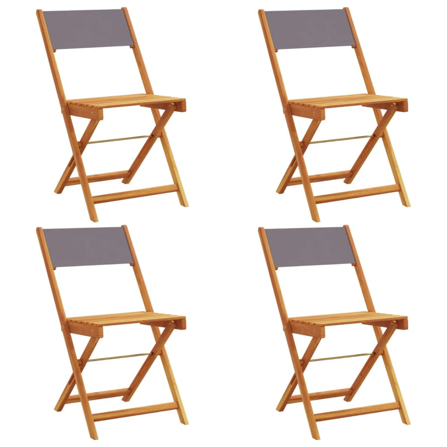 Tuinstoelen 4 st inklapbaar massief hout en stof antracietkleur