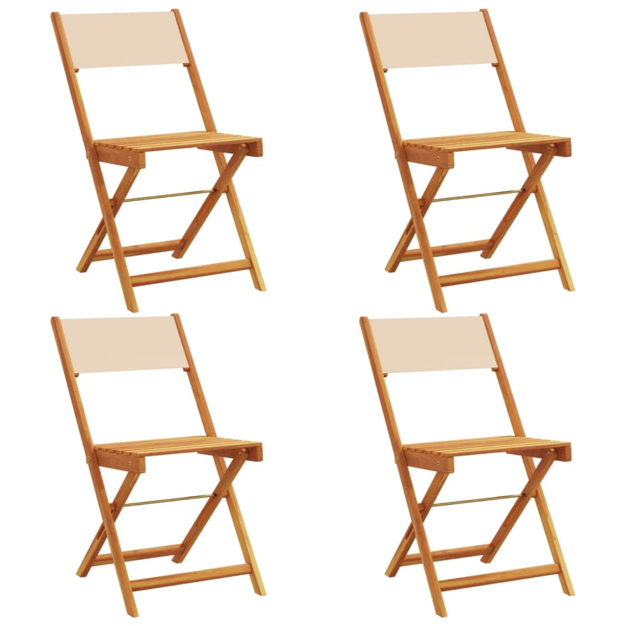 Tuinstoelen 4 st inklapbaar stof en massief hout beige