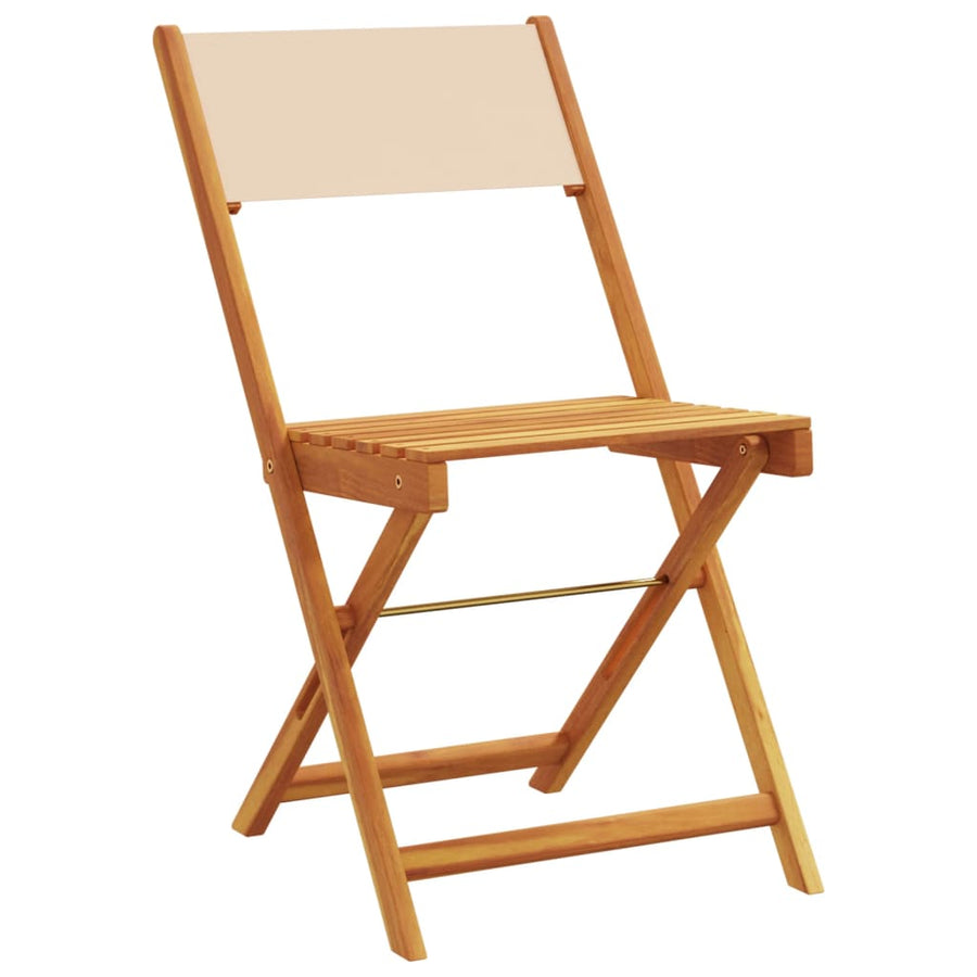 Tuinstoelen 4 st inklapbaar stof en massief hout beige