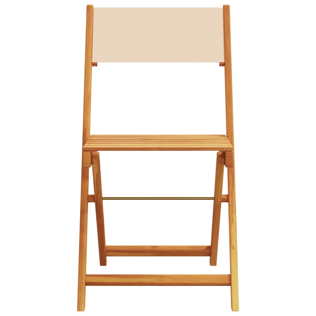 Tuinstoelen 4 st inklapbaar stof en massief hout beige