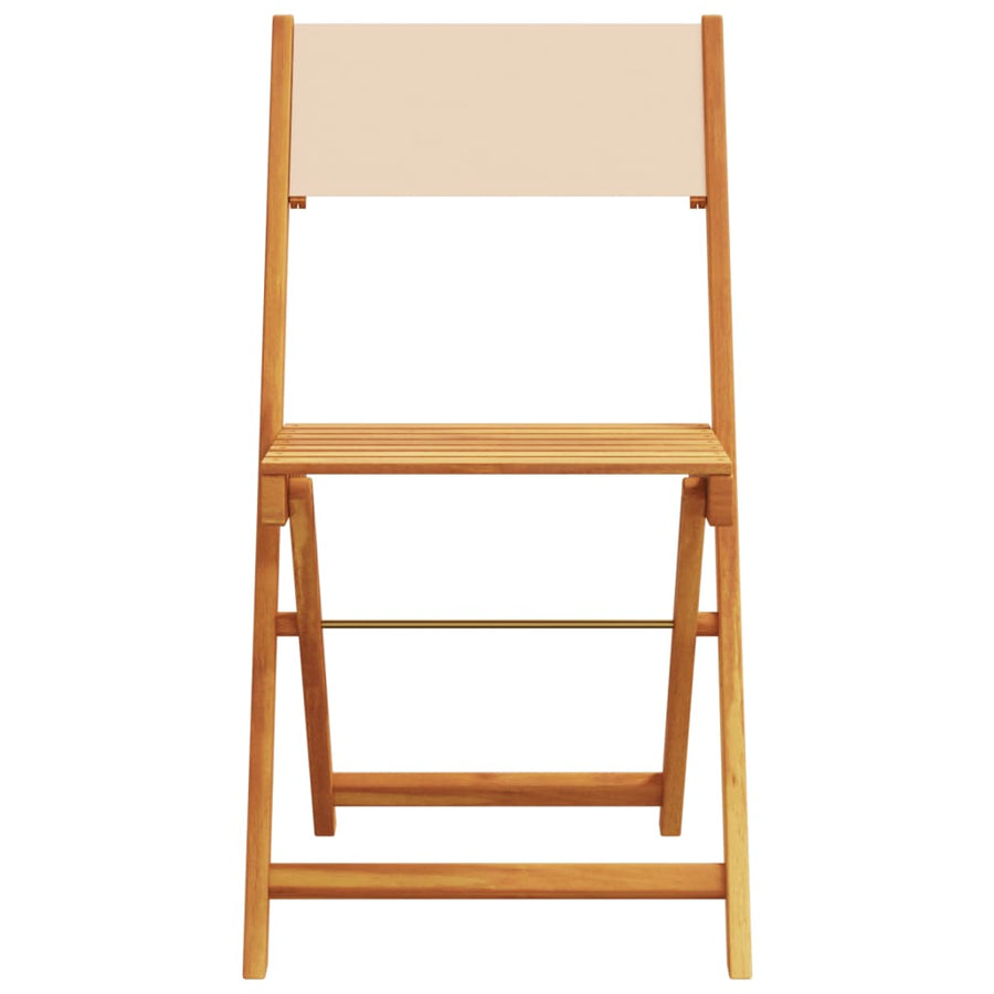 Tuinstoelen 4 st inklapbaar stof en massief hout beige