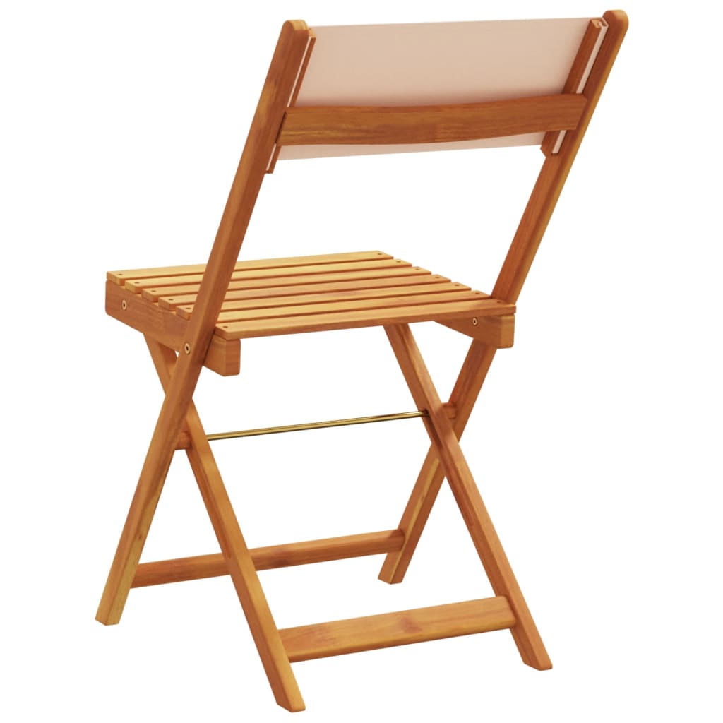 Tuinstoelen 4 st inklapbaar stof en massief hout beige