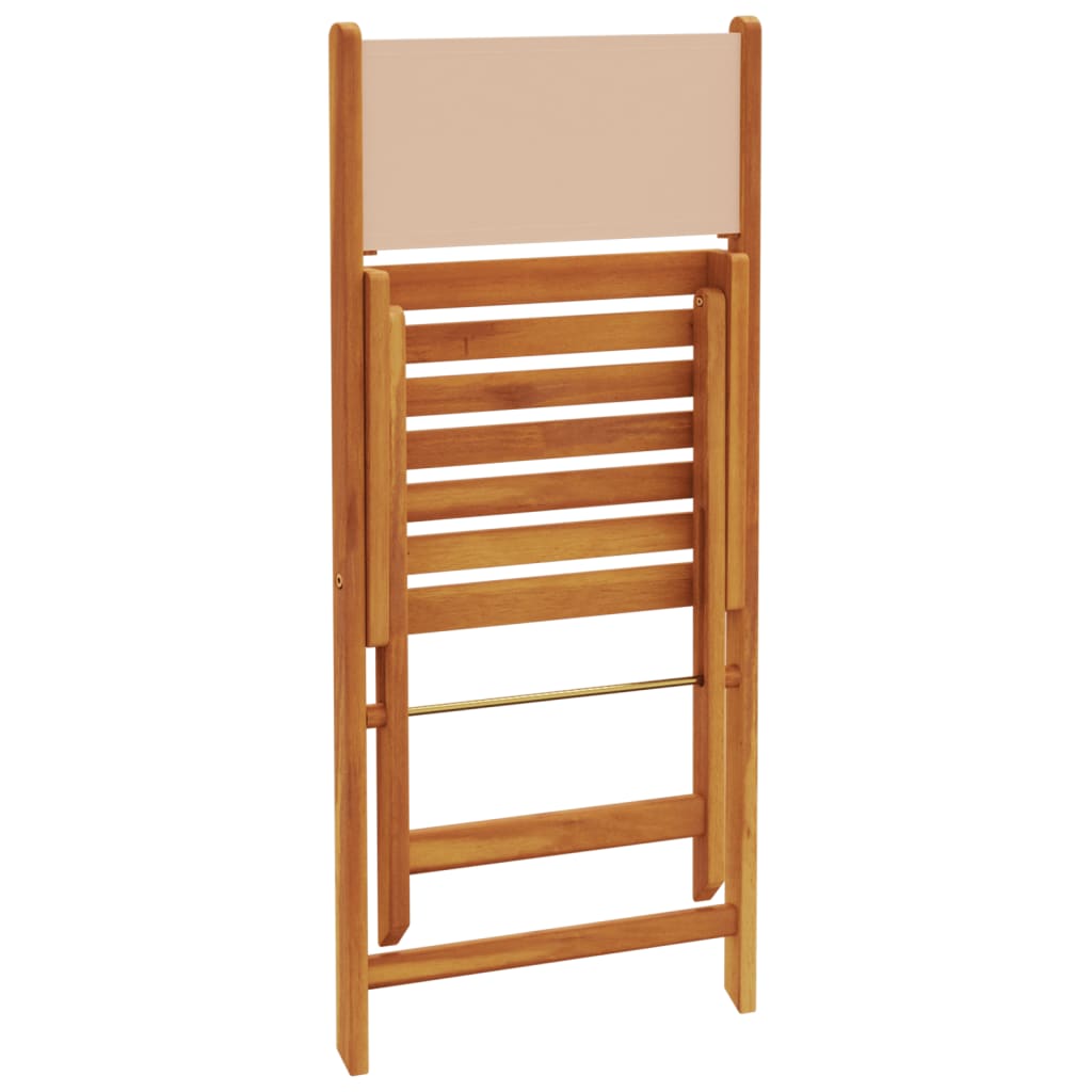 Tuinstoelen 4 st inklapbaar stof en massief hout beige