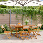 Garden chairs 6 pcs foldable fabric and solid wood beige