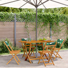 Garden chairs 4 pcs foldable fabric and solid wood green