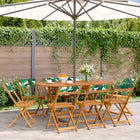 Garden chairs 8 pcs foldable fabric and solid wood green