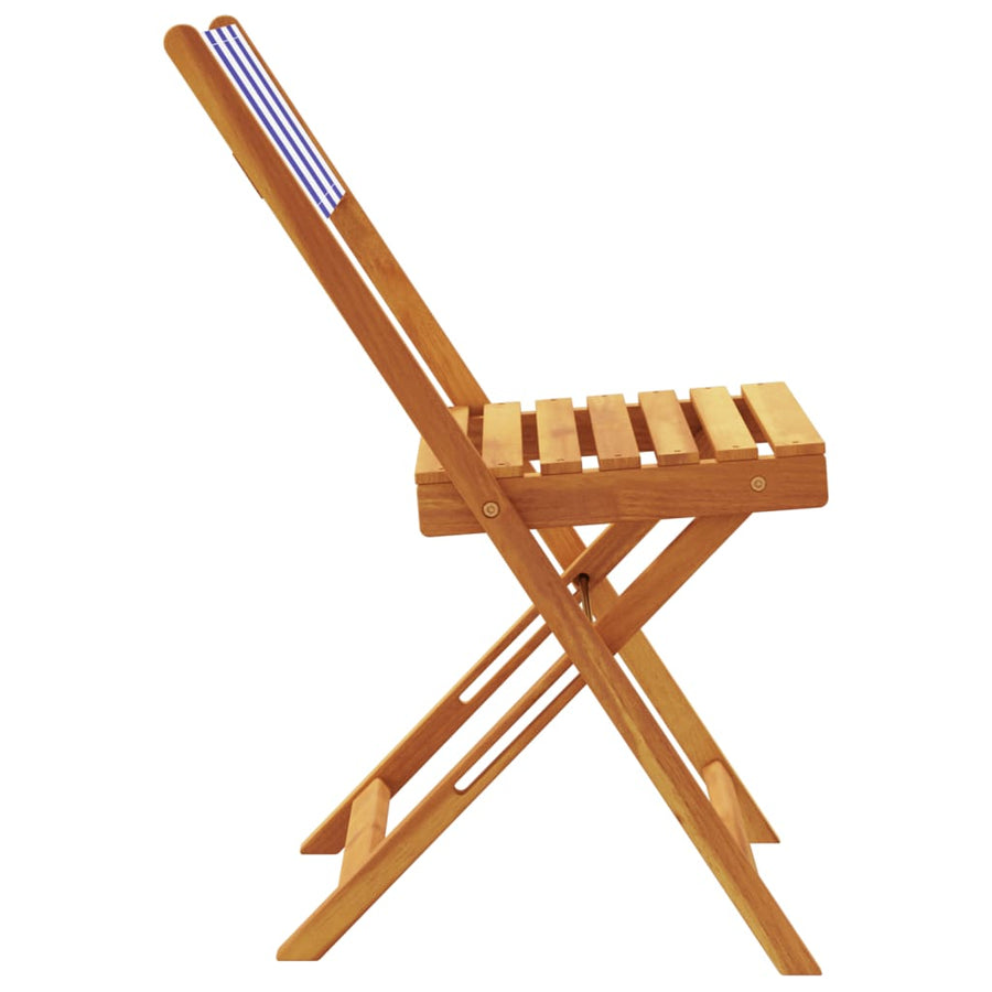 Tuinstoelen 6 st inklapbaar stof en massief hout blauw en wit