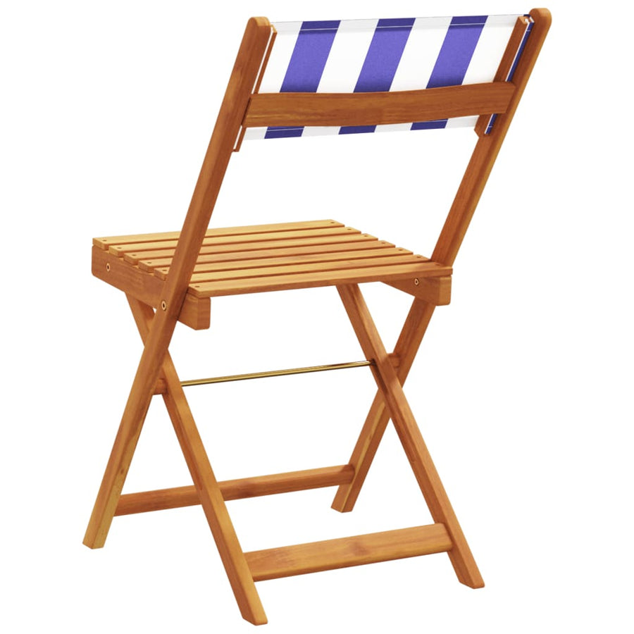 Tuinstoelen 6 st inklapbaar stof en massief hout blauw en wit