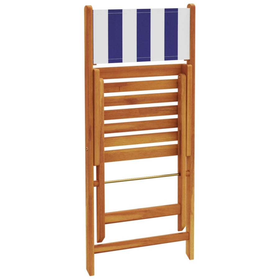 Tuinstoelen 6 st inklapbaar stof en massief hout blauw en wit