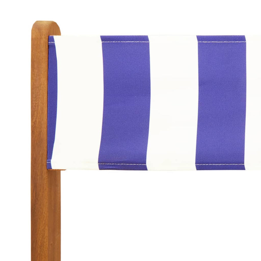 Tuinstoelen 6 st inklapbaar stof en massief hout blauw en wit