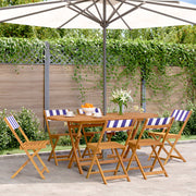 Tuinstoel 6 st inklapbaar massief acaciahout blauw wit