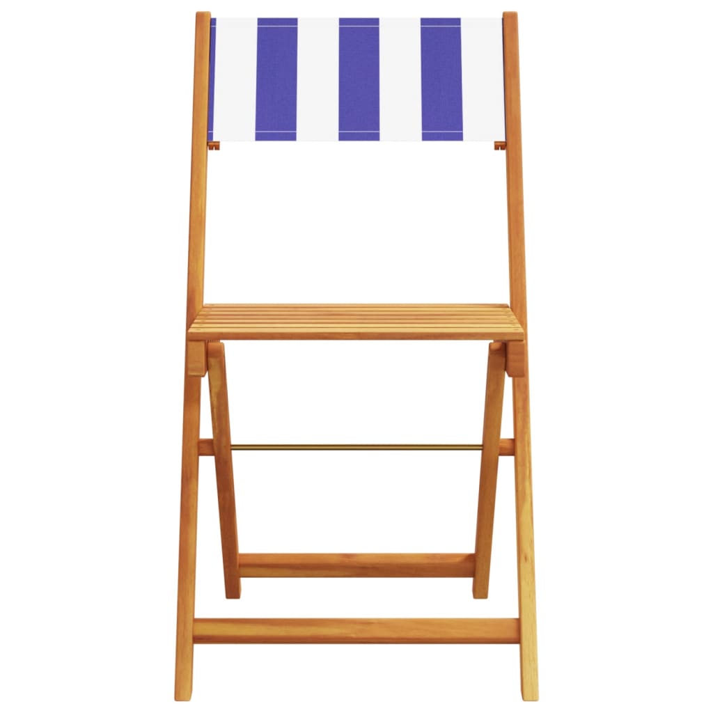 Tuinstoelen 8 st inklapbaar stof en massief hout blauw en wit