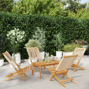 Tuinstoelen inklapbaar massief acaciahout beige set 4