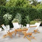 Garden chairs 4 pcs foldable solid wood and fabric cream white