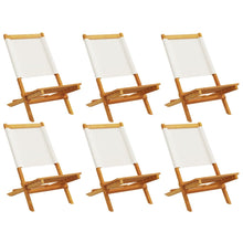 Tuinstoelen 6 st inklapbaar massief hout en stof crèmewit