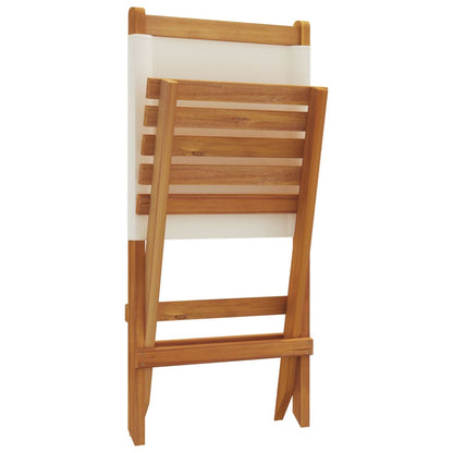 Tuinstoelen 6 st inklapbaar massief hout en stof crèmewit