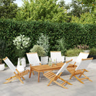 Garden chairs 6 pcs foldable solid wood and cream-white fabric