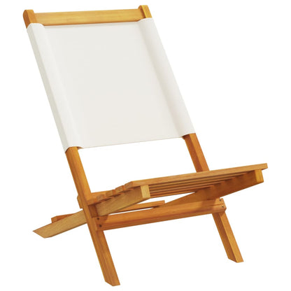 Tuinstoelen 8 st inklapbaar massief hout en stof crèmewit