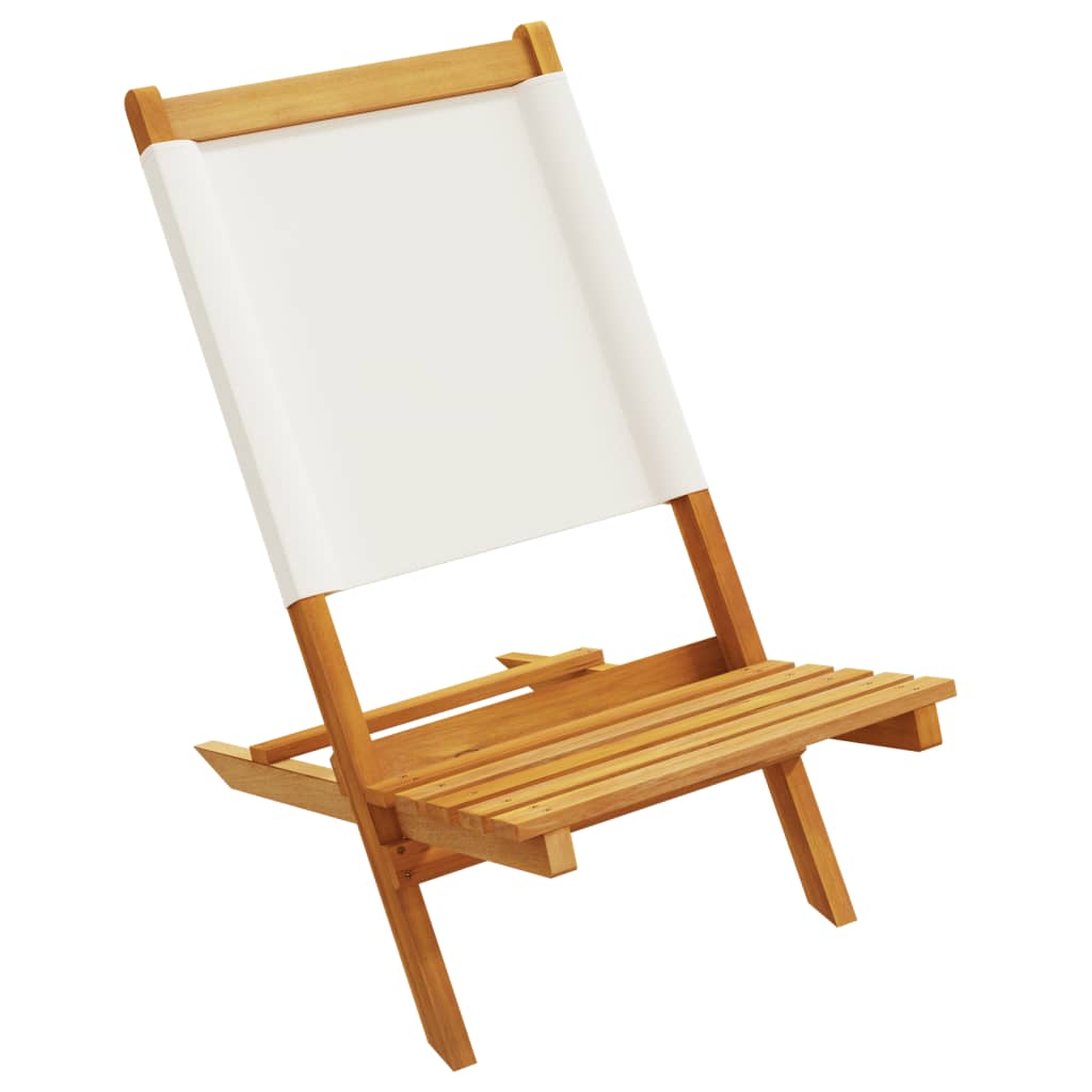 Tuinstoelen 8 st inklapbaar massief hout en stof crèmewit