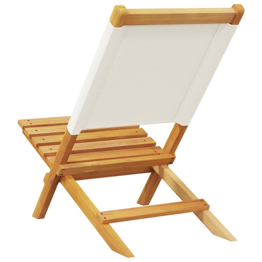 Tuinstoelen 8 st inklapbaar massief hout en stof crèmewit