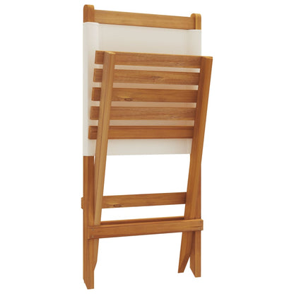 Tuinstoelen 8 st inklapbaar massief hout en stof crèmewit