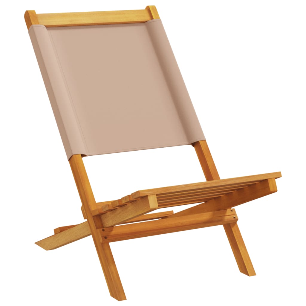 Tuinstoelen 4 st inklapbaar stof en massief hout taupe