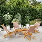Garden chairs 4 pcs foldable fabric and solid wood taupe