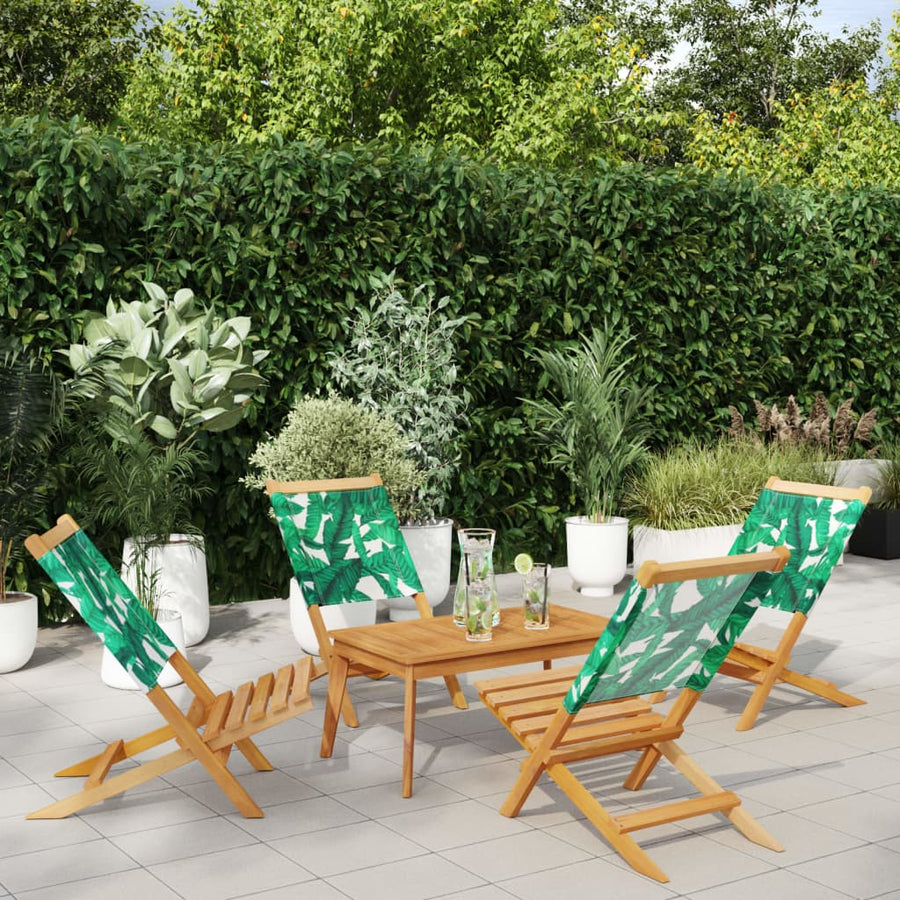 Tuinstoelen 4 st inklapbaar stof en massief hout groen