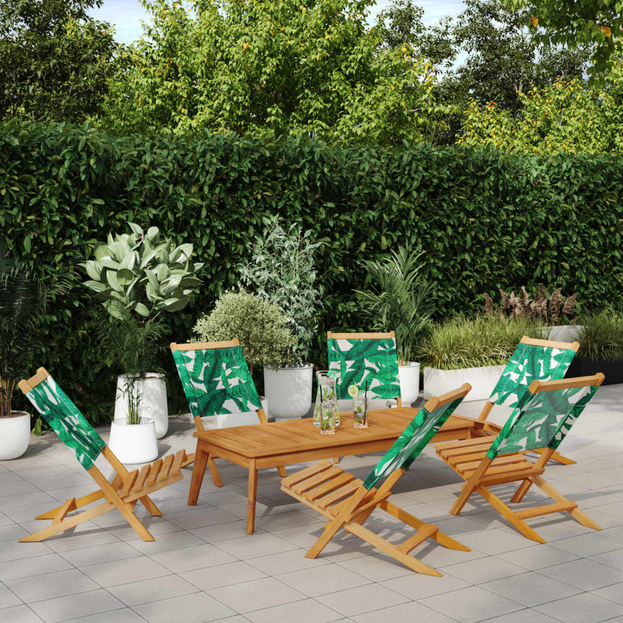 Tuinstoelen 6 st inklapbaar stof en massief hout groen