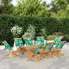 Garden chairs 8 pcs foldable fabric and solid wood green