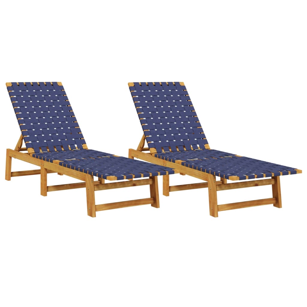 Ligbedden Massief Acaciahout En Stof Donker 2 Blauw