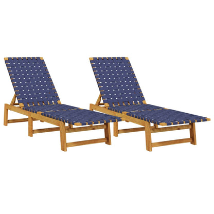 Ligbedden Massief Acaciahout En Stof Donker 2 Blauw