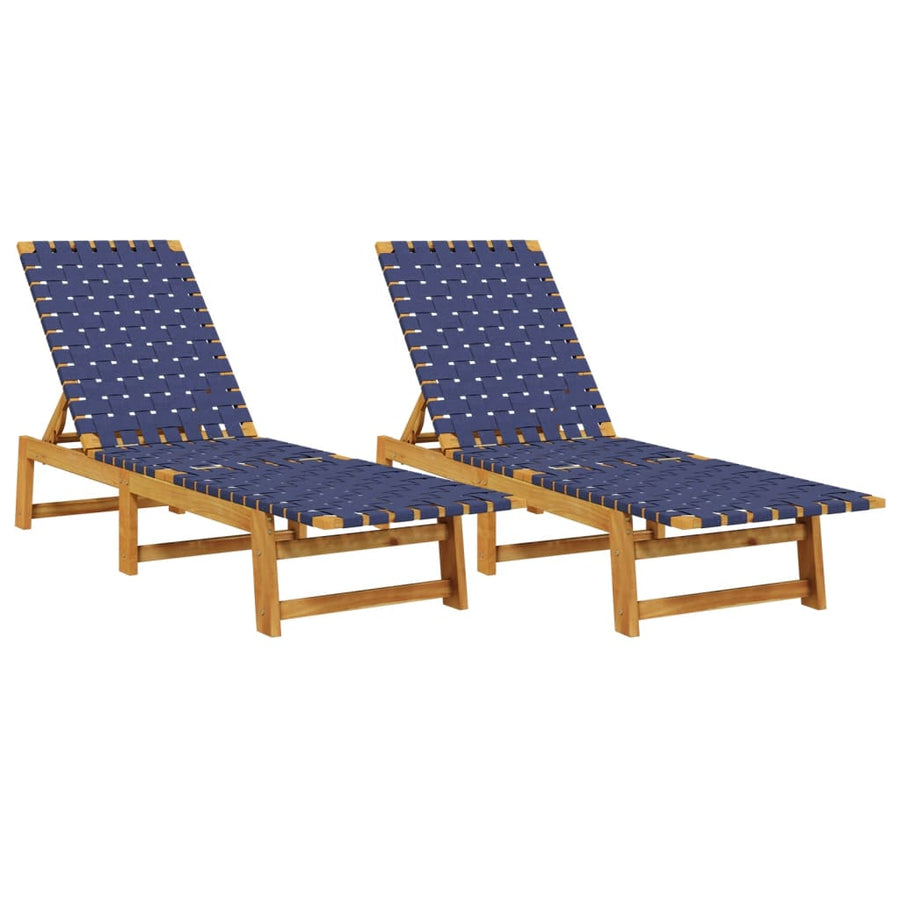 Ligbedden Massief Acaciahout En Stof Donker 2 Blauw