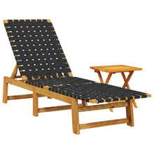 Ligbed met tafel massief acaciahout en stof zwart