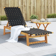 Ligbed met tafel massief acaciahout en stof zwart
