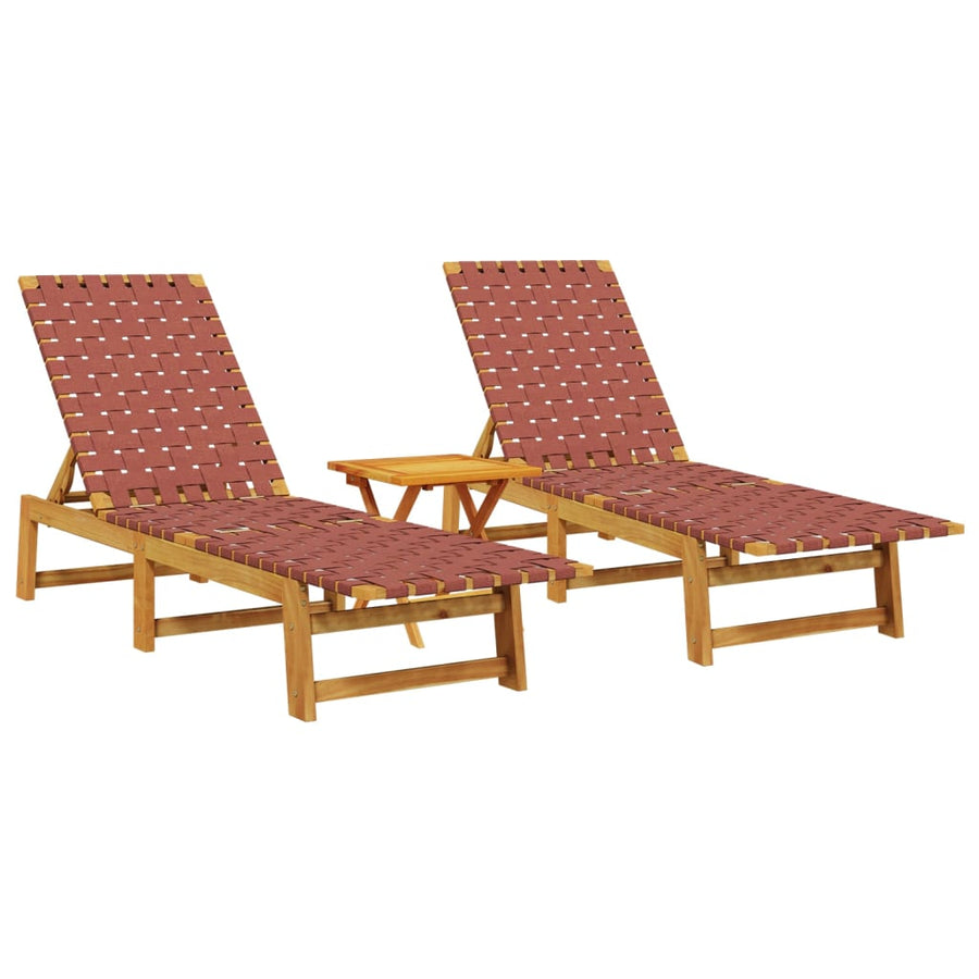 Ligbedden Massief Acaciahout 2 Rood Met tafel