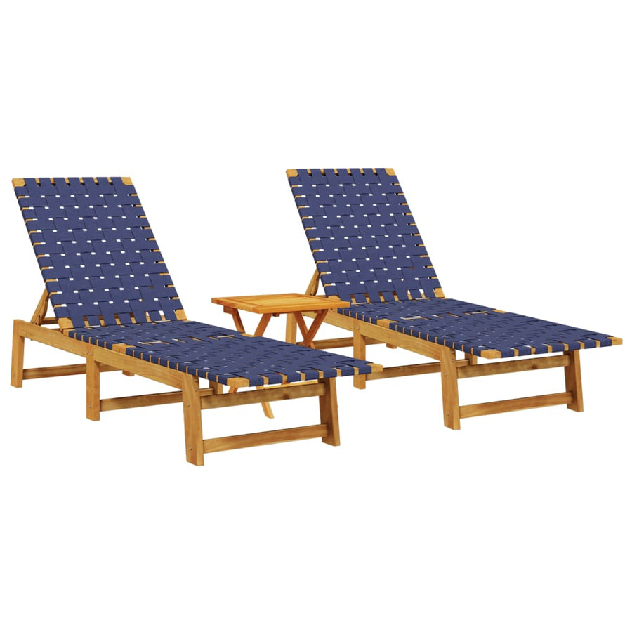 Ligbedden Massief Acaciahout Donker 2 Blauw Met tafel