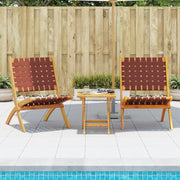 Garden chairs 2 pcs foldable with table solid wood red